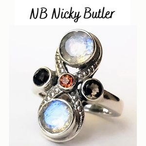 Moonstone Ring, Nicky Butler Signed Sterling Silver Rainbow Moonstone Ring